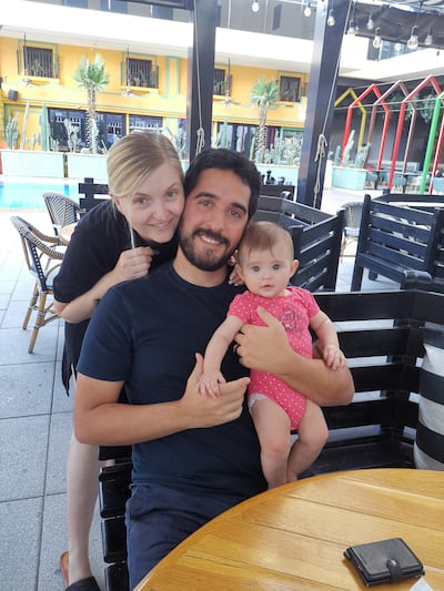 The National's Katy Gillett with her husband and daughter in December 2020. Katy Gillett / The National