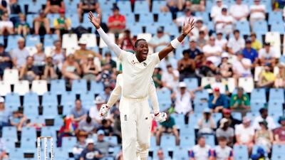 Jofra Archer appeals successfully for the wicket of South Africa's Rassie van der Dussen in the first Test in Centurion in December, 2019. Reuters