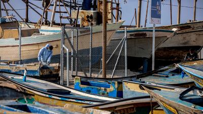 The Gaza port where boats are being worked on