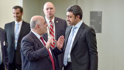 Sheikh Abdullah bin Zayed, Minister of Foreign Affairs and International Cooperation, met with Dr. Haider Al Abadi, Prime Minister of Iraq. WAM