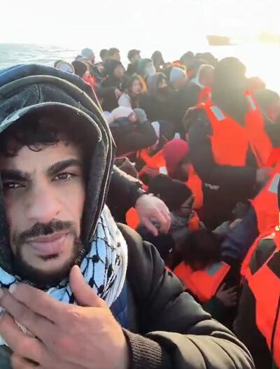 Mosab Al Qasas, also known as Abu Wadei, posted a video of himself on a small boat heading for the UK on social media