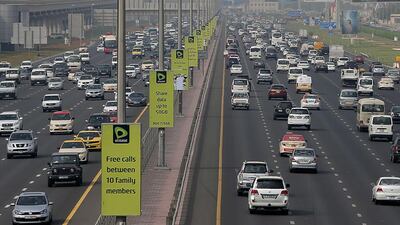 Traffic on Sheikh Zayed Road on the first day after the Eid Al Fitr holidays in Dubai. Many drivers said they found the commute easier than normal with schools still being closed and many families on holiday. Satish Kumar / The National