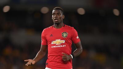 Paul Pogba of Manchester United during the Premier League match between Wolverhampton Wanderers and Manchester United on Monday. Getty Images