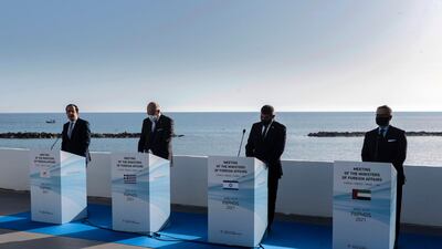 The officials agreed that the Abraham Accord, which normalised relations between the UAE and Israel, has opened up avenues of co-operation in the fields of energy, science and the economy in the region, reported Wam. AP Photo