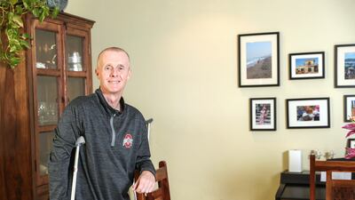 Nick pictured at his home in Sharjah in 2018, as he recovered. Victor Besa / The National