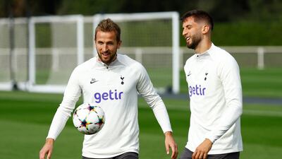Harry Kane and Rodrigo Bentancur at the Tottenham Hotspur Training Centre ahead of their Champions League clash with Eintracht Frankfurt. Reuters