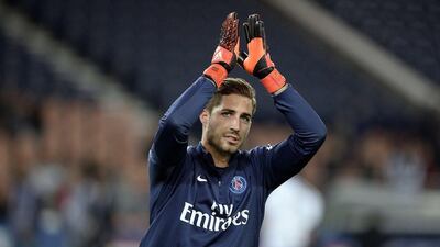 Paris Saint-Germain keeper Kevin Trapp acknowledges supporters at the Ligue 1 match against Saint-Etienne last weekend. Miguel Medina / AFP / October 25, 2015