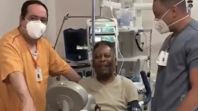 Pele during his stay at the hospital in Sao Paulo. Instagram @PELE / Reuters