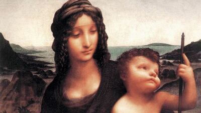 'Madonna of the Yarnwinder'. There are two versions of this painting (so this counts as two entries on our list): 'Buccleuch Madonna' (pictured) and the 'Lansdowne Madonna'. Both are thought to be drawn partly by Da Vinci’s hand. The 'Buccleuch Madonna' is on long-term loan and shown at the Scottish National Gallery in Edinburgh, while the 'Lansdowne Madonna' is in a private collection