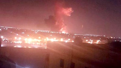 Security sources suspected a fire at the main fuel storage facility for the airport, as authorities rushed to the scene