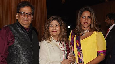 Director Subhash Ghai (L) and his family