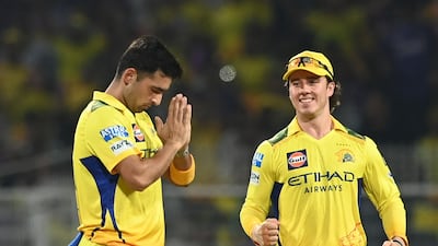 Anshul Kamboj, left, and Dewald Brevis impressed for Chennai Super Kings in an otherwise dismal campaign. Reuters
