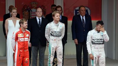 Lewis Hamilton, right, would have won the Monaco Grand Prix had Mercedes not made a mistake in strategy. Boris Horvat / AFP