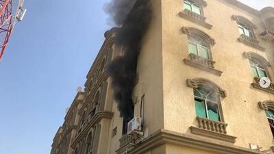 More than 120 tenants were forced out of their homes after a blaze broke out at an apartment block in Umm Al Quwain. Courtesy UAQ Civil Defence