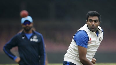 India’s Ravichandran Ashwin bowls in the nets during a practice session on Friday ahead of the second Test against South Africa. Danish Siddiqui / Reuters