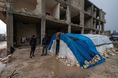 The earthquake wrought destruction in Jindires and throughout north-western Syria one year ago. Moawia Atrash for The National