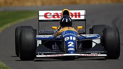 Damon Hill drives the Renault-powered FW15C at the Goodwood Festival of Speed on July 3. This was one of the 1993 championship winning cars.