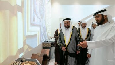 Sheikh Dr Sultan bin Muhammad Al Qasimi, Supreme Council Member and Ruler of Sharjah, inaugurates Sharjah Mosque in the Al Tay area. WAM