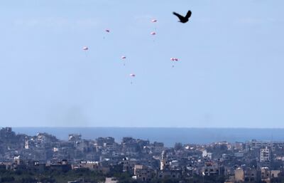 Countries providing aid to Gaza have turned to dropping supplies and using maritime options, because too little is arriving by land. EPA