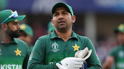 Pakistan's captain Sarfaraz Ahmed leaves the field after his team's loss by seven wickets. AP Photo