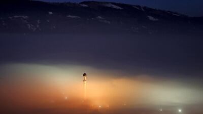The minaret of a mosque is seen as smog blankets the village of Ponijeri, Bosnia and Herzegovina. With severe air pollution affecting the cities nestled among the mountains, the authorities have declared the first level of preparedness, advising the segment of the population that is at health risk to reduce movement in the mornings and evenings, appealing to drivers to use motor vehicles less and ordering heating utilities to lower the emission of harmful gases. Dado Ruvic / Reuters