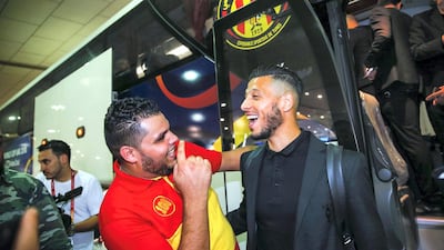 Esperance De Tunis players step off the bus after arriving in Abu Dhabi for the Fifa Club World Cup. Courtesy: Fifa Club World Cup UAE 2018
