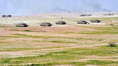 RIYADH, 10th March, 2016 (WAM) -- His Highness Sheikh Mohammed bin Rashid Al Maktoum, Vice President and Prime Minister and Ruler of Dubai, alongside a number of defence leaders and officials from allied countries, today witnessed the conclusion of the Northern Thunder Exercise, which began on February 14th, near King Khaled Military City in northeastern Saudi Arabia. Photo by WAM