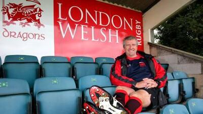 Lyn Jones, the former director of rugby at the British School Al Khubairat in Abu Dhabi, at the London Welsh rugby club's ground in south-west London. Stephen Lock for The National
