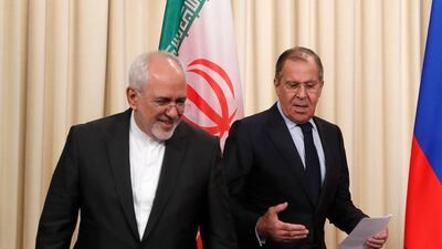 Iranian Foreign Minister Mohammad Javad Zarif and Russian Foreign Minister Sergei Lavrov. Sergei Chirikov / EPA