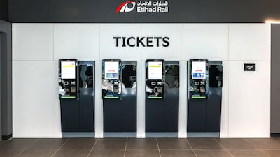Ticket machines at Etihad Rail's new passenger train station in Mohamed bin Zayed City, Abu Dhabi. All photos: Victor Besa / The National