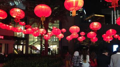 The waterfront promenade of The Galleria decorated for Chinese New Year. Courtesy of Evelyn Lau