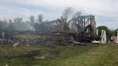 The ruins of a home destroyed in an explosion in Plum, Pennsylvania. AP