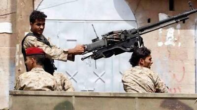 A soldier mans an anti-aircraft machine gun on a military vehicle during a patrol in Sanaa yesterday.