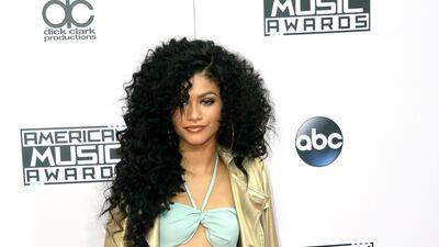 Zendaya, in Georgine, arrives for the American Music Awards at the Nokia Theatre in Los Angeles, California on November 23, 2014. EPA