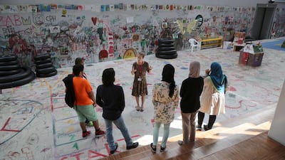 Students in the Explorations in the Arts programme at ARKEN Museum of Modern Art in Copenhagen. Courtesy Sheikha Salama Bint Hamdan Al Nahyan Foundation