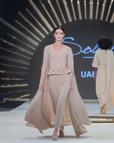 Soleil presented a chic palette of neutrals. Photo: Abu Dhabi Modest Fashion Week