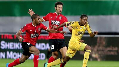 Al Alhi have not won over their last three league matches and Hugo Viana, centre, is hoping to end the recent slide. Satish Kumar / The National