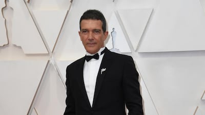 Antonio Banderas, wearing Dior, arrives at the Oscars on Sunday, February 9, 2020, at the Dolby Theatre in Los Angeles. AP