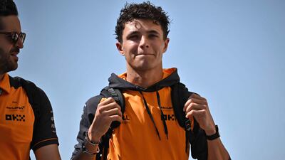 McLaren's British driver Lando Norris arrives before the first practice session ahead of the Abu Dhabi Formula One Grand Prix at the Yas Marina Circuit. AFP