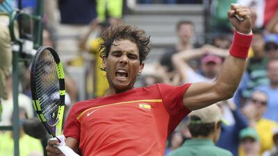 Rafael Nadal of Spain celebrates after winning match against Gilles Simon of France in the Rio 2016 Olympics men’s singles third round match, Rio de Janeiro, Brazil, August 11 2016. Toby Melville / Reuters