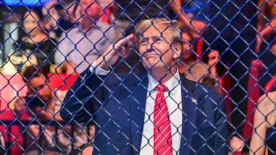 Former US President Donald Trump attends UFC 299 at the Kaseya Center in Miami, Florida on March 9, 2024. AFP