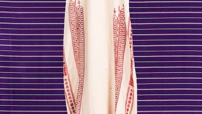 Embroidered dress from Ramallah, on at the Palestinian Museum’s exhibition about Palestinian embroidery and its transformation into political symbol Photograph by Kayane Antreassian for the Palestinian Museum