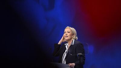 National Front leader Marine Le Pen addresses voters during a political meeting in Nice, France. Already, French political figures have urged voters to come together and prevent Ms Le Pen from winning the presidency. (Photo by Aurelien Meunier/Getty Images)