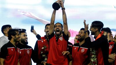 Bahrain National Team players celebrate their victory at the the Gulf Cup, at Bahrain International Circuit, in Sakhir, Bahrain. REUTERS
