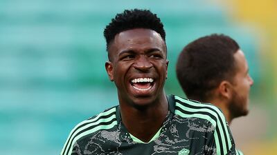 Vinicius Junior during training at Celtic Park in Glasgow. Getty