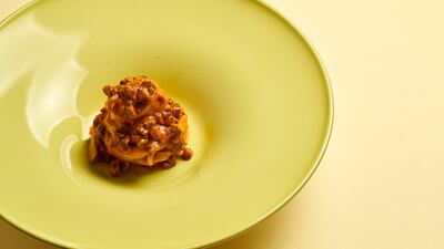 Traditional egg pasta tagliatelle with Wagyu ragu, a favourite of chef-patron Massimo Bottura.