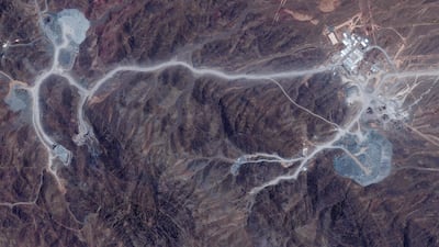 A satellite image shows a Pickaxe Mountain tunnel complex near the Natanz nuclear site in central Iran. AFP