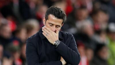 Everton manager Marco Silva looks despondent during the home defeat to Norwich. Reuters