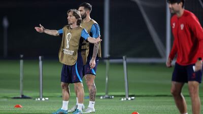 Croatia's midfielder Luka Modric at training. AFP