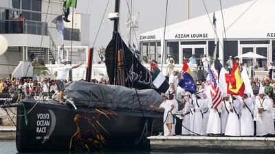 Abu Dhabi Ocean Racing and the other Volvo teams will not sail out of Abu Dhabi to a container ship, as the threat of pirate attacks have been quelled. Mike Young / The National